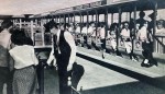 Passengers boarding LC Railroad